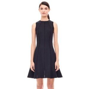 Rebecca Taylor Diamond Texture Flare Scallop Mini Dress - Black | 0